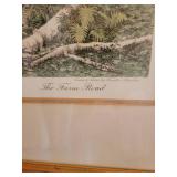 Framed Hand Colored Etching ~ The Farm Road
