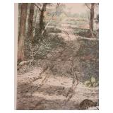 Framed Hand Colored Etching ~ The Farm Road