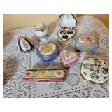Romantic Collection of Hand Painted Limoges Trinket Boxes