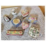 Romantic Collection of Hand Painted Limoges Trinket Boxes