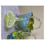 Iridescent Pearline Glass & Murano Glass Baskets