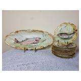 Beautiful Hand-Painted Trout Platter & Plate Set