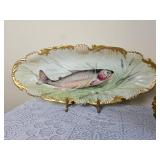 Beautiful Hand-Painted Trout Platter & Plate Set
