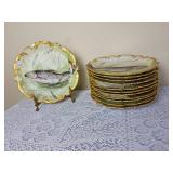 Beautiful Hand-Painted Trout Platter & Plate Set