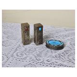 Silver & Turquoise Lipstick & Cosmetic Case