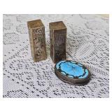 Silver & Turquoise Lipstick & Cosmetic Case