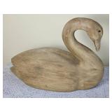Fabulous Carved Heavy Wooden Goose