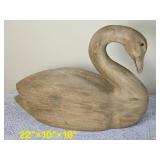 Fabulous Carved Heavy Wooden Goose