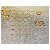 Married Collection of 24k Gold Brimmed Barware & Stemmed Glasses