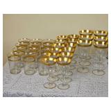Married Collection of 24k Gold Brimmed Barware & Stemmed Glasses