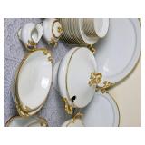 William Guerin & Co French Limoge China Service with Gold Brimmed Design