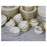 William Guerin & Co French Limoge China Service with Gold Brimmed Design