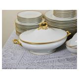 William Guerin & Co French Limoge China Service with Gold Brimmed Design