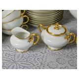 William Guerin & Co French Limoge China Service with Gold Brimmed Design