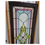 Antique Leaded Stain Glass Window Panel