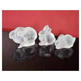 Lalique Crystal Rabbits Litter