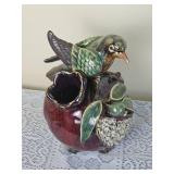 Vintage Chinese Shiwan Ware Shek Wan Art Ceramic Bird & Pomegranate