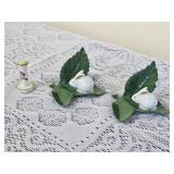 Herend Porcelain Rabbit on Leaf & Ring Holders