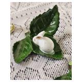 Herend Porcelain Rabbit on Leaf & Ring Holders