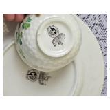 Irish Belleek Shamrock Bread Plates & Two Cups & Saucers