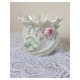 Irish Belleek Carlington Cache Vase & Shamrock Dish