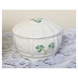 Irish Belleek Carlington Cache Vase & Shamrock Dish