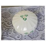 Irish Belleek Carlington Cache Vase & Shamrock Dish