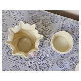 Irish Belleek Carlington Cache Vase & Shamrock Dish