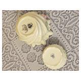 Irish Belleek Carlington Cache Vase & Shamrock Dish