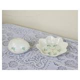 Irish Belleek Shamrock Easter Egg & Dish