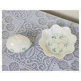 Irish Belleek Shamrock Easter Egg & Dish
