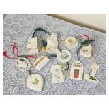 Irish Belleek Christmas Ornament Group