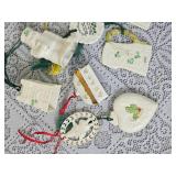 Irish Belleek Christmas Ornament Group