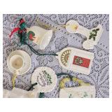 Irish Belleek Christmas Ornament Group