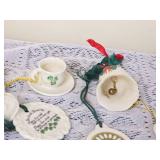 Irish Belleek Christmas Ornament Group