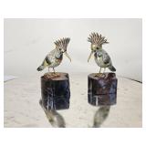 Vintage Cloisonne Enamel Brass Bird Pairing