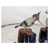 Vintage Cloisonne Enamel Brass Bird Pairing