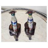 Vintage Cloisonne Enamel Brass Bird Pairing