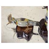 Vintage Cloisonne Enamel Brass Bird Pairing