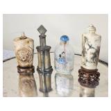 Chinese Snuff Bottles made of Bone, Silver, Horn & Glass