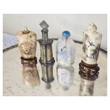 Chinese Snuff Bottles made of Bone, Silver, Horn & Glass