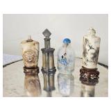Chinese Snuff Bottles made of Bone, Silver, Horn & Glass
