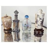 Chinese Snuff Bottles made of Bone, Silver, Horn & Glass