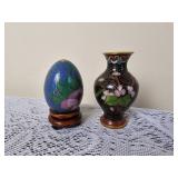 Miniature Cloisonne Egg & Bud Vase