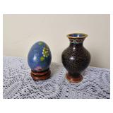 Miniature Cloisonne Egg & Bud Vase
