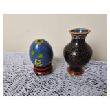 Miniature Cloisonne Egg & Bud Vase