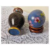 Miniature Cloisonne Egg & Bud Vase