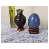 Miniature Cloisonne Egg & Bud Vase
