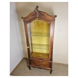 Louis XV Velvet Lined Glass Curio Cabinet