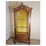 Louis XV Velvet Lined Glass Curio Cabinet